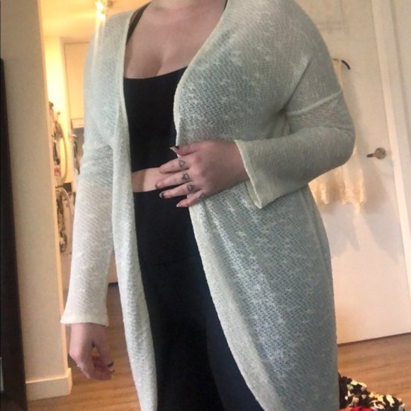 White Long Knit Cardigan - Picture 2 of 2